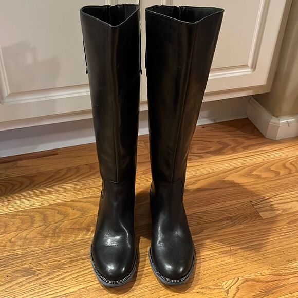 Franco Sarto Women’s Black Rounded Toe Becky Wide Calf Knee High Boots- Size 6M - Picture 1 of 16